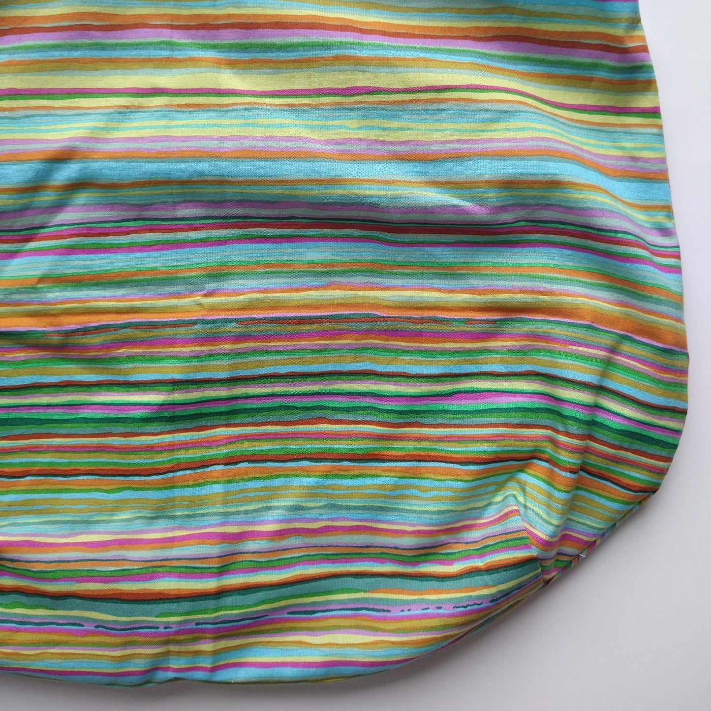 Shopping bag, reversible, size small, multi stripes (Handmade in Canada)