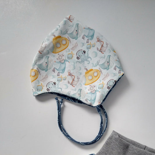 Baby hat, reversible, size EUR 42-44 cm / US 4-6 months, underwater mix and match