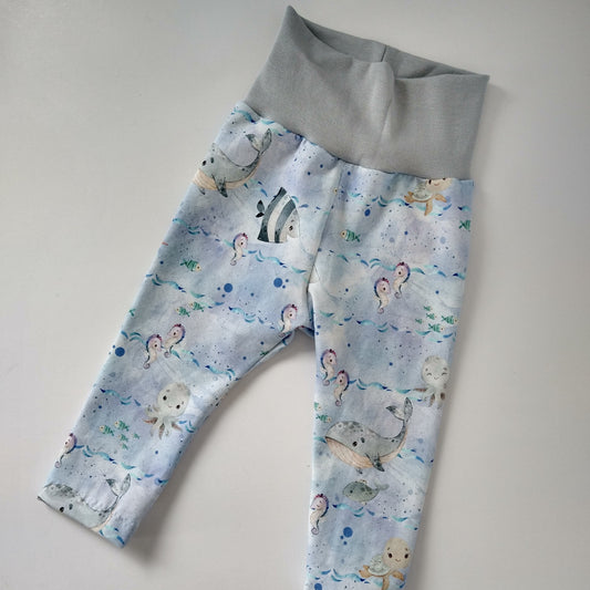 Baby leggings, size EUR 68 cm / US 4-6 months, ocean life mix and match (Handmade in Canada)
