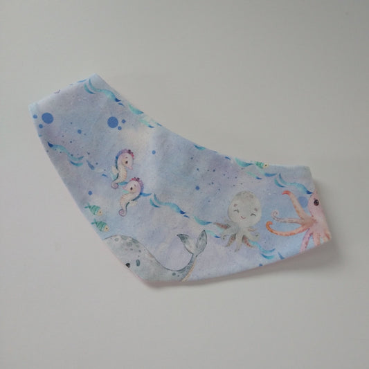 Baby bib, size 0-3 months, ocean life mix and match (Handmade in Canada)
