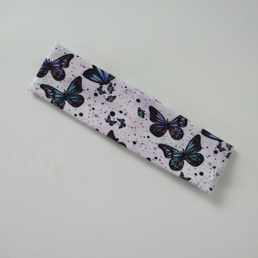 Baby headband, size 2-4 months, purple butterfly mix and match (Handmade in Canada)