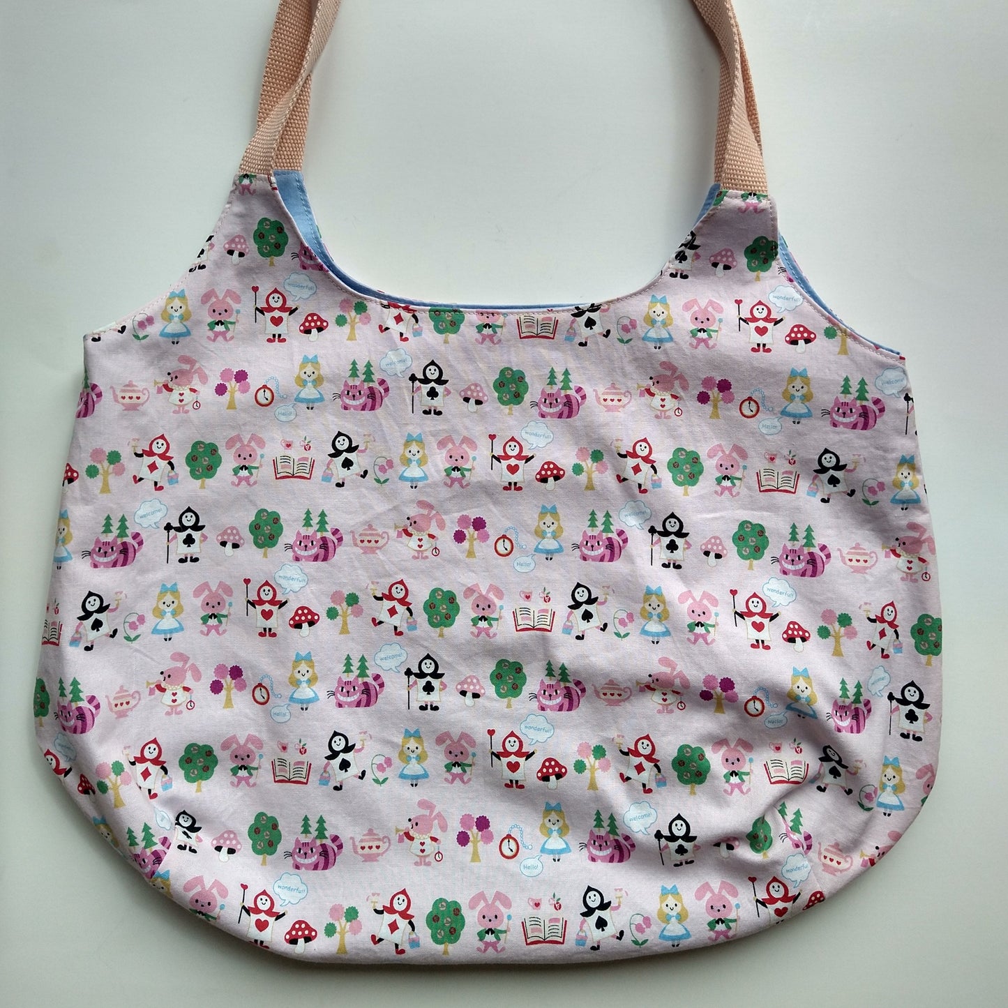 Shopping bag, reversible, size small, Alice light pink (Handmade in Canada)