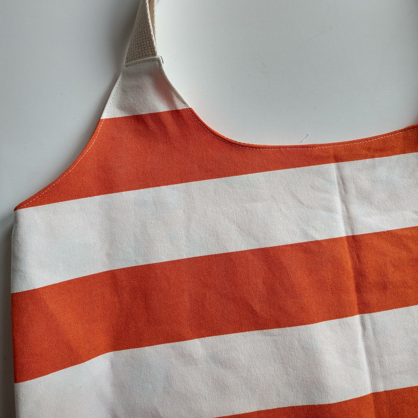 Shopping/beach bag, reversible, size large, orange stripes and flowers (Handmade in Canada)