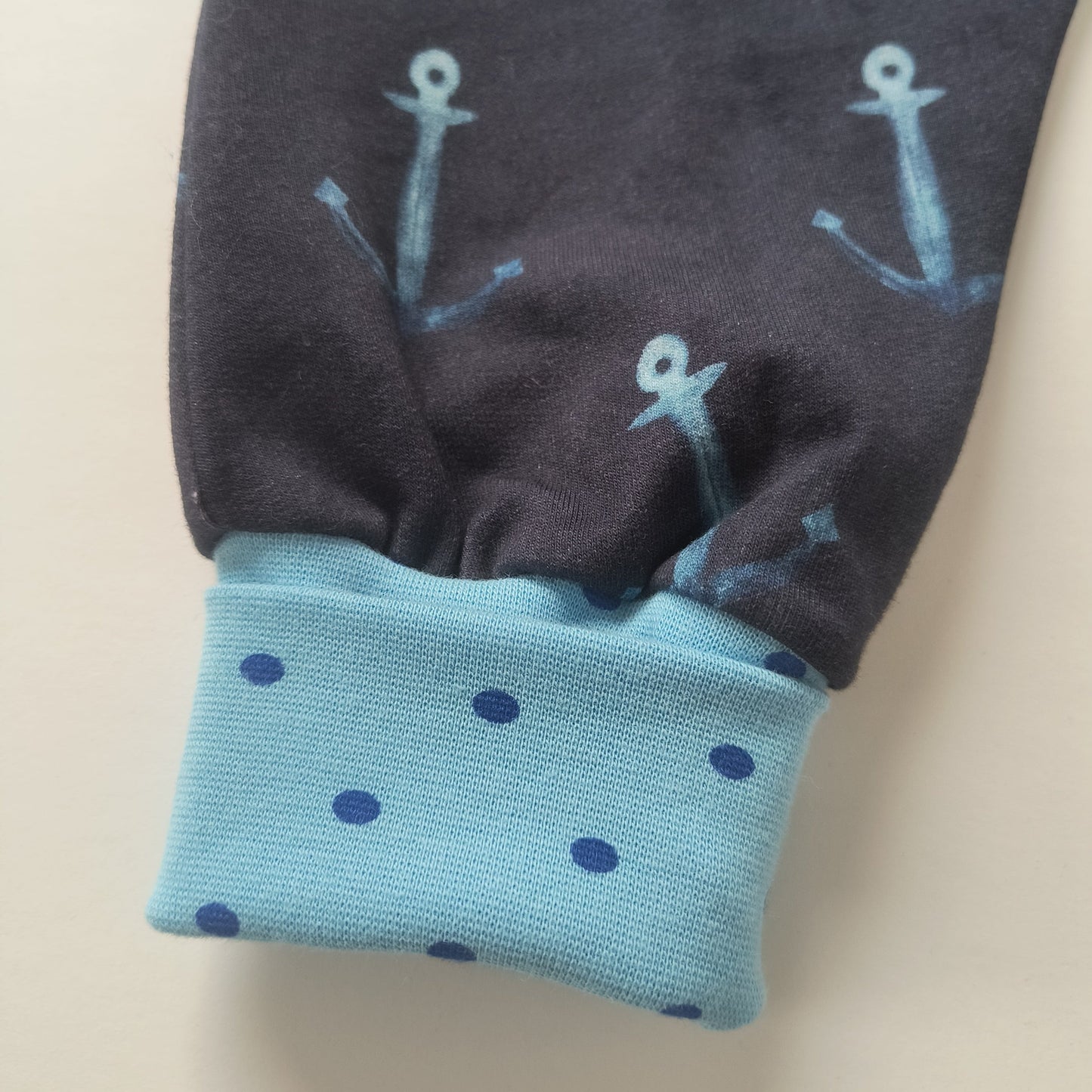 Toddler sweatpants "grow with me", maritime anchor, size EUR 92-98 cm/US 18-36 months (Handmade in Canada)