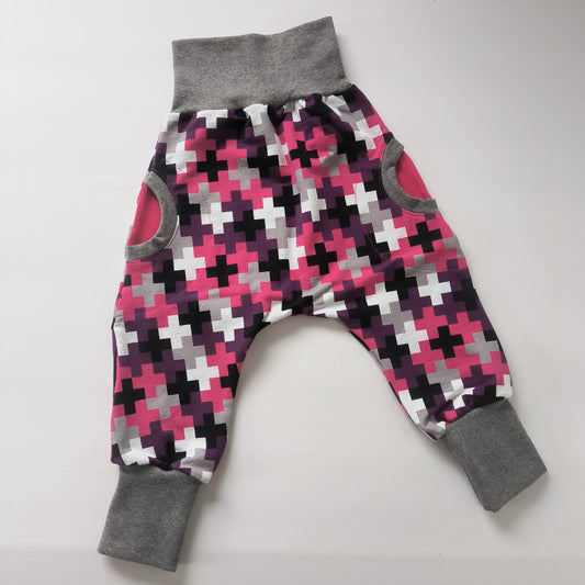 Toddler sweatpants "grow with me", crossmix, size EUR 92-98 cm/US 18-36 months (Handmade in Canada)