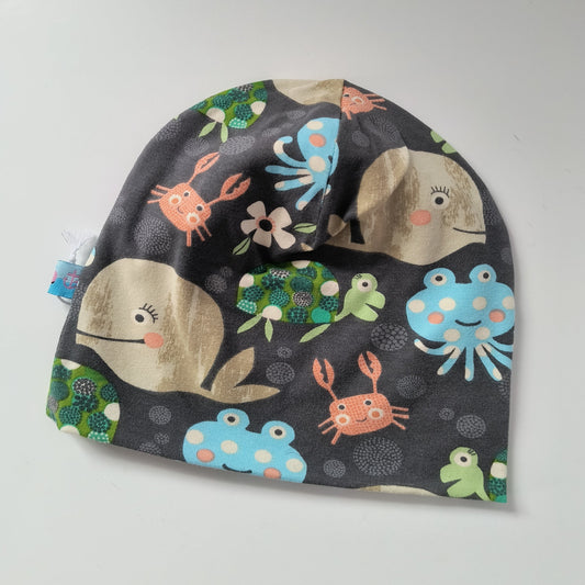 Baby beanie hat, underwater creatures, size EUR 46 cm head circumference/US 7-9 months (Handmade in Canada)