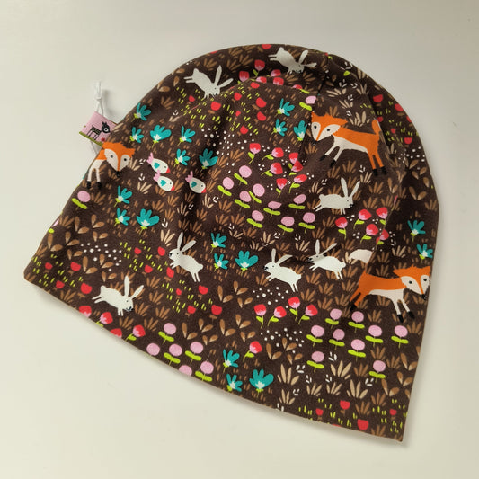 Baby beanie hat, forest life, size EUR 48 cm head circumference/US 9-12 months (Handmade in Canada)