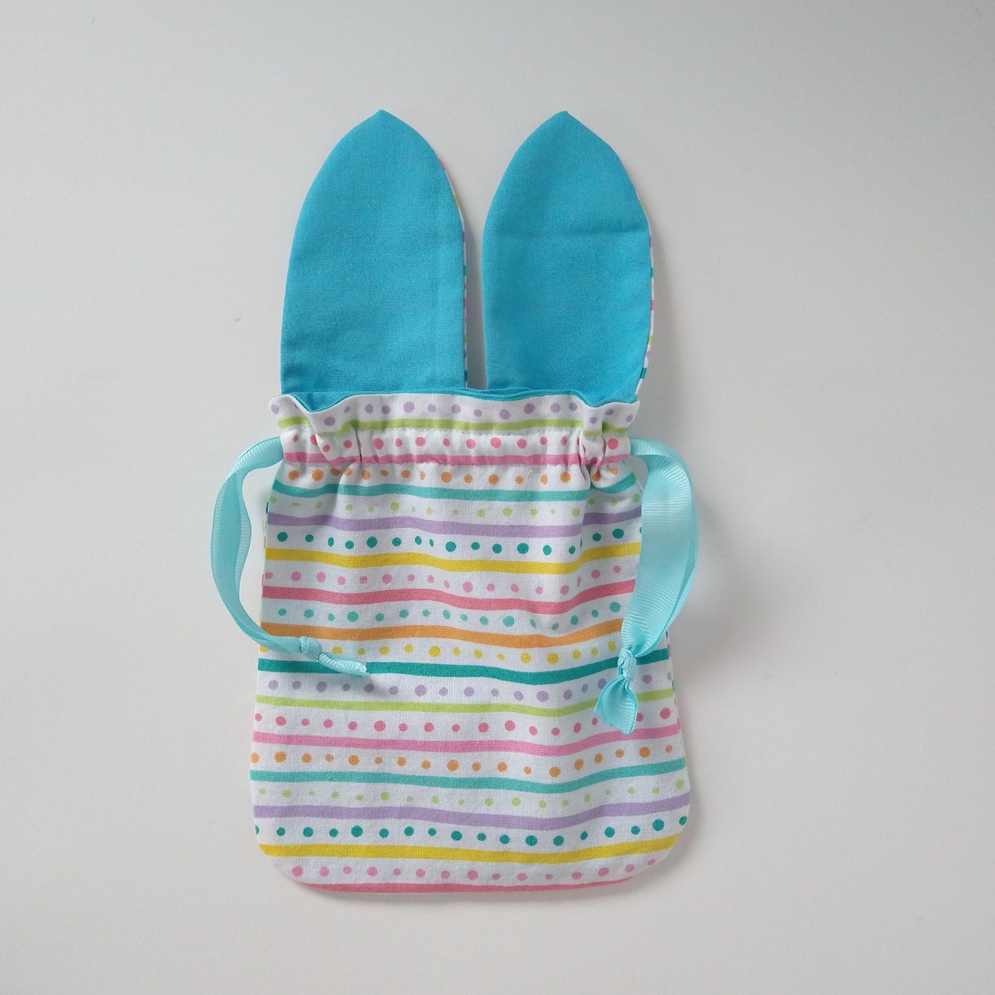 Easter treat bags handmade and reusable, multi stripes blue, size small